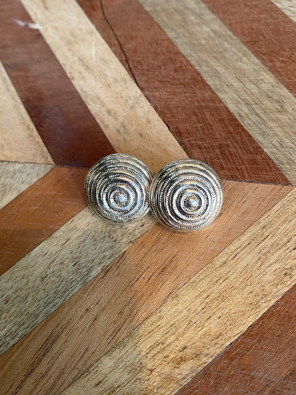 Vintage - Vendome Silver-Tone Textured Round Button Earrings